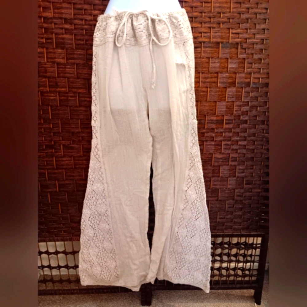 White Lace Boho Pants